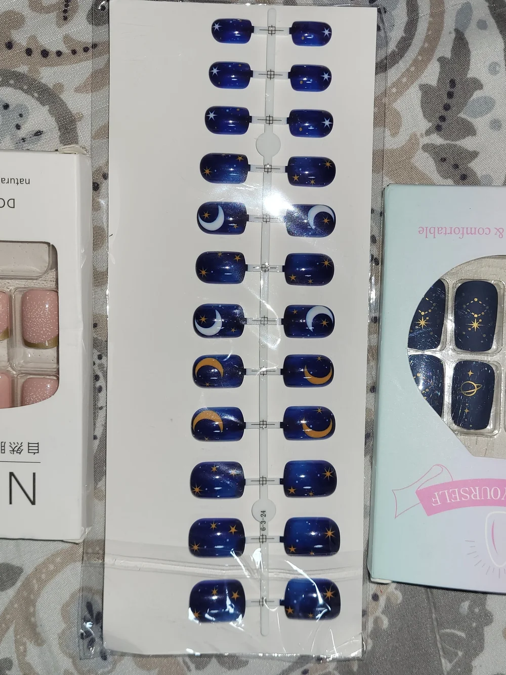 Nail Wraps Deep Blue Moon & Stars Accent - Unbranded 3 Pairs
